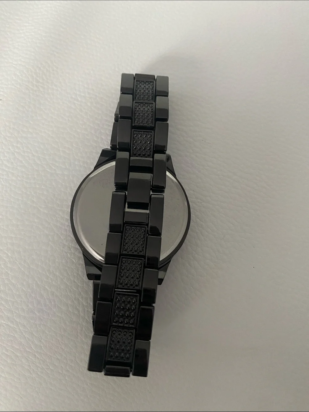 Unisex Women’s & Men Black Crystal Rhinestone Round LED Metal Strap Timer Watch